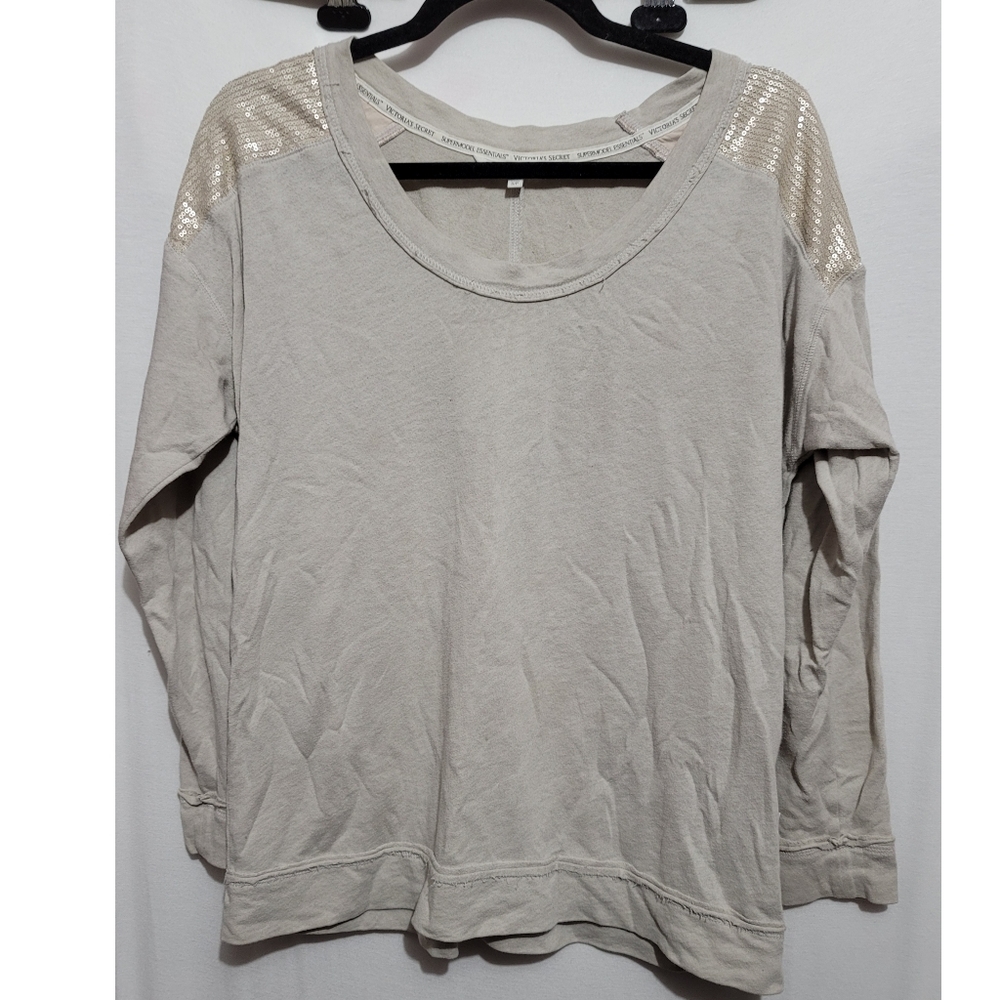 Victoria secret super Model light cream/tan color sequins on shoulder